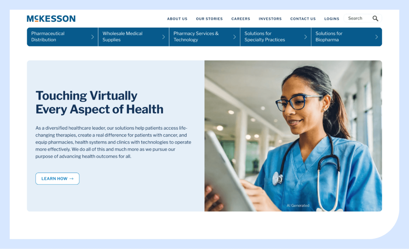 Screenshot of the McKesson Medical-Surgical website