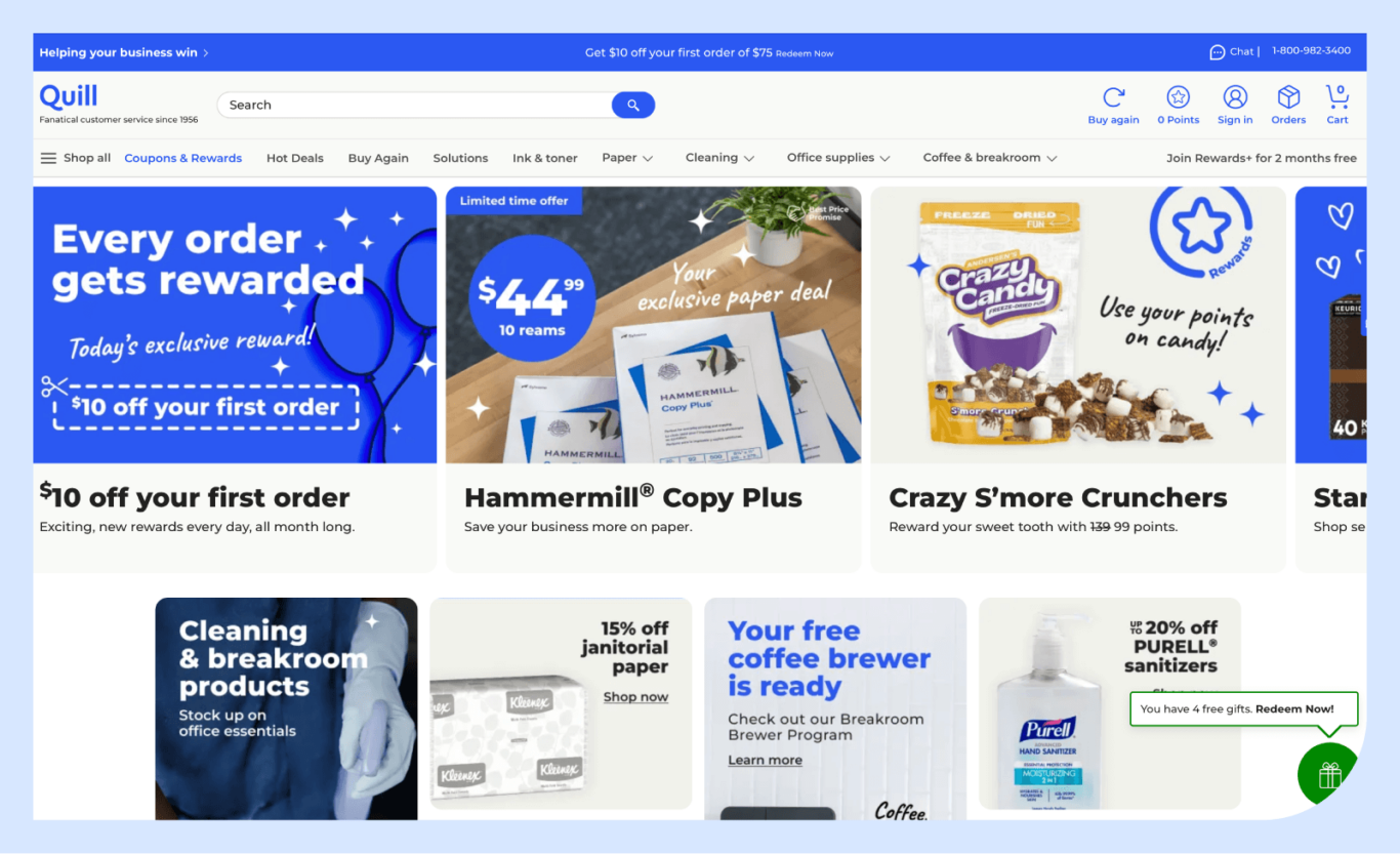 Screenshot of the Quill website