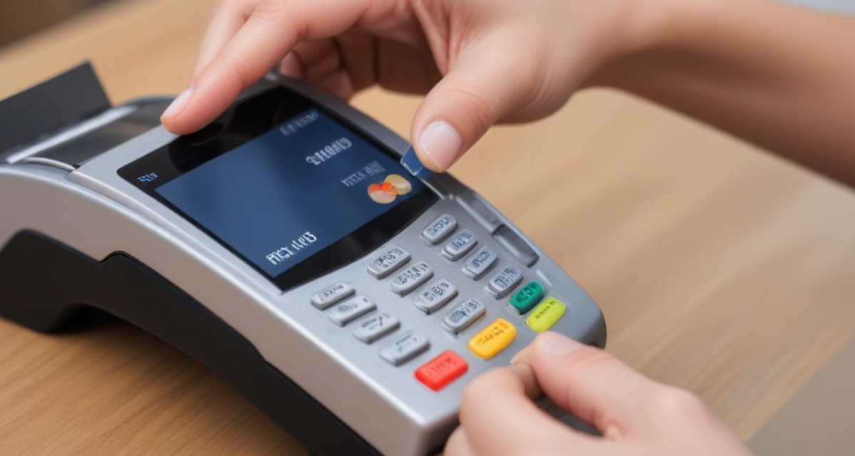 Freepik Mystic prompt: Close up portrait in landscape orientation of a person’s hand holding a credit card over a payment terminal.